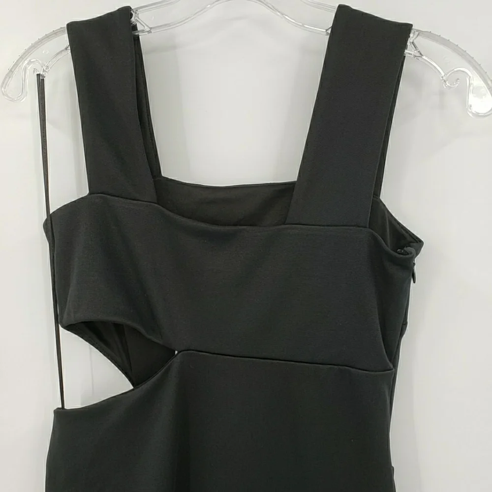 Topshop Wide Strap Cutout Black Midi Dress